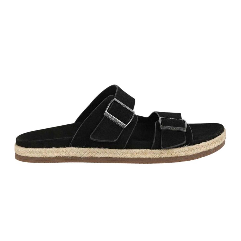 Jack Wills Mens Leather Slip-on Flat Sandals / Black